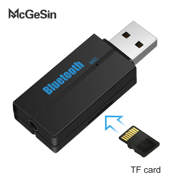 McGeSin Bluetooth приемник автомобильный Bluetooth адаптер Usb Aux 3,5 мм Bluetooth аудио приемник для гарнитуры вызов с микрофоном Поддержка TF карты