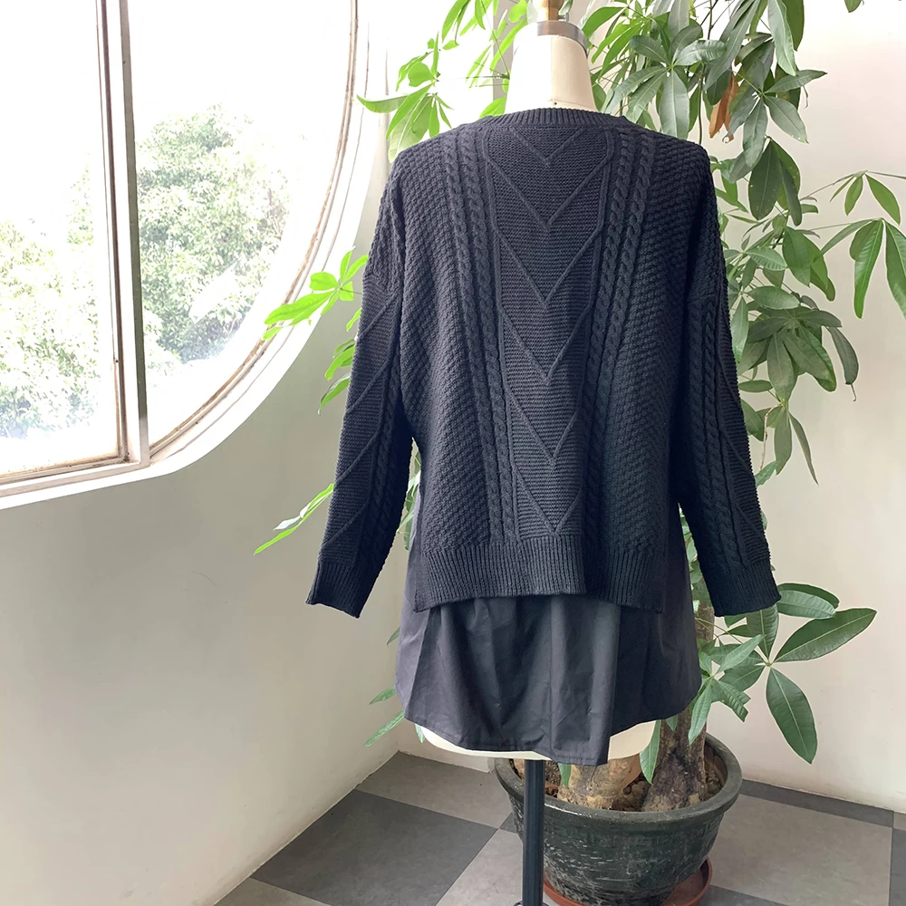 Осенний Черный женский свитер с длинным рукавом корейский Модный пуловер