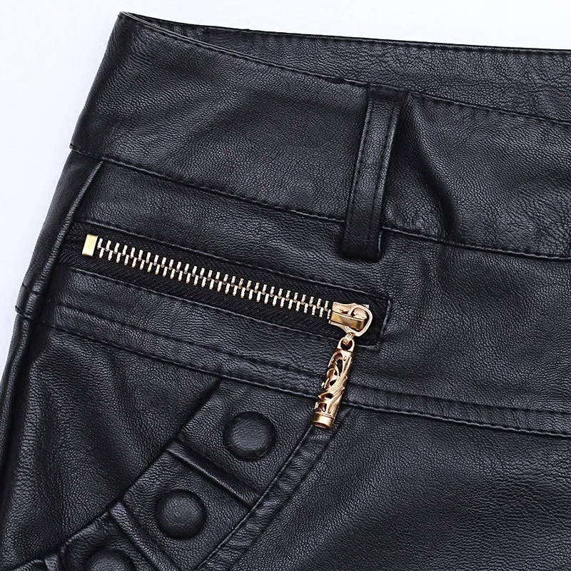 

Plus Size 6XL Leather Shorts Women Autumn Winter PU Leather Sexy Shorts Straight Slim High Waist Short Femme Women Shorts