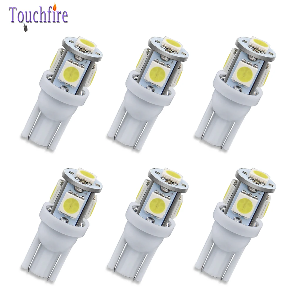 100 шт. 5LED Автомобильная лампочка T10 194 W5W 5050 SMD парковка купол сигнала боковая лампа багажника белого и синего цвета желтый светильник 12В оптом дропшиппинг