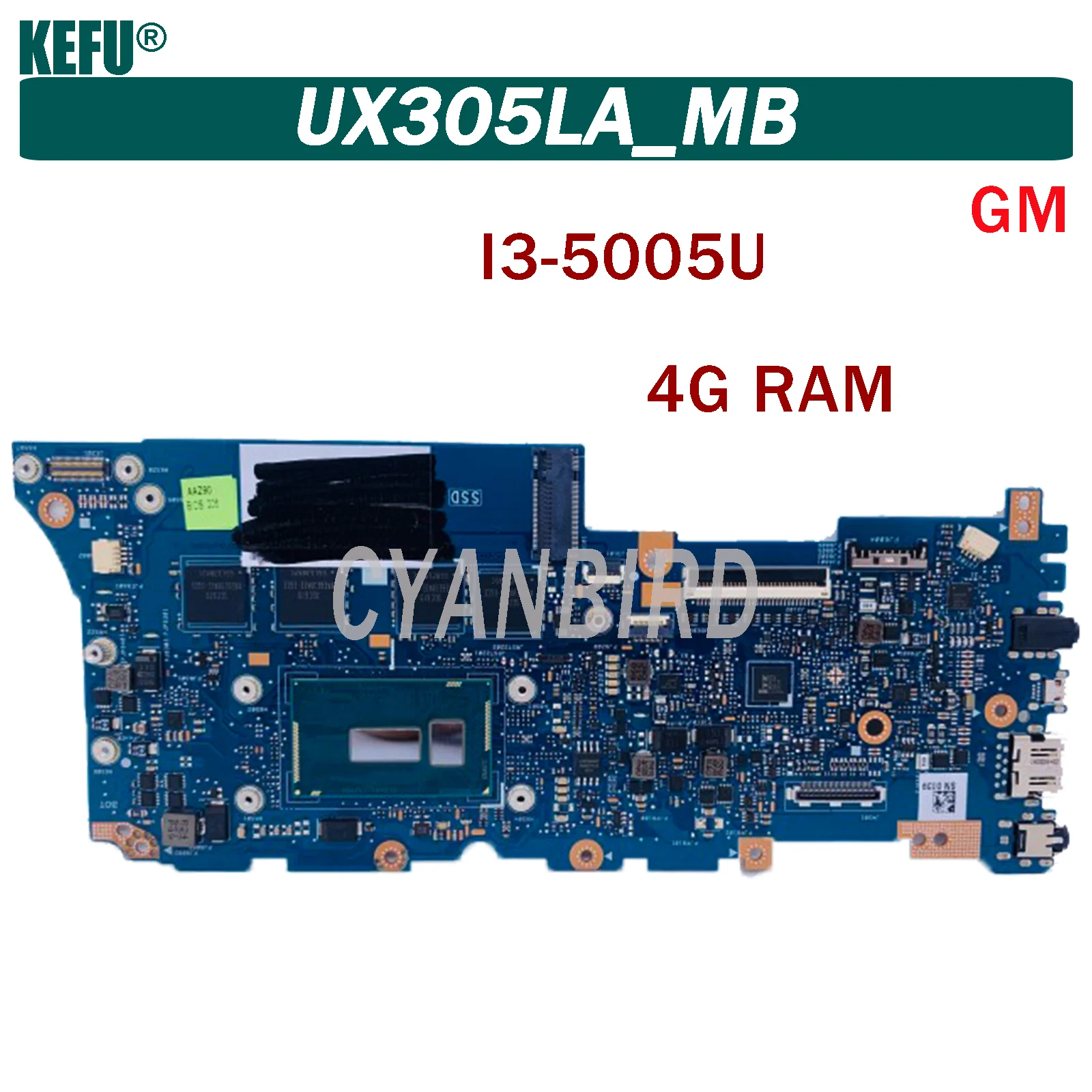 

KEFU UX305LA original mainboard for ASUS ZenBook UX305LA UX305L with 4GB-RAM I3-5005U Laptop motherboard
