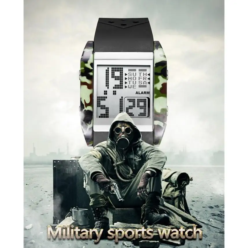 Часы наручные мужские в стиле милитари модные креативные цифровые уличные
