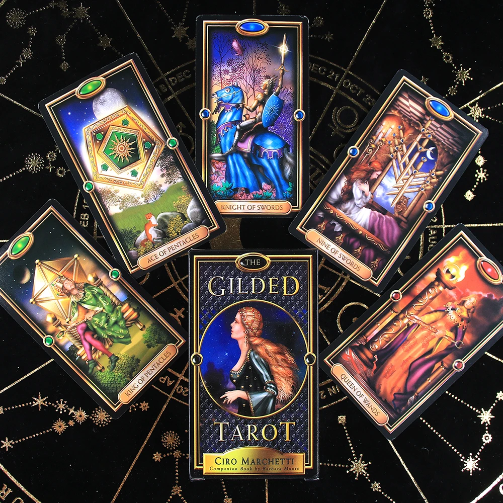 

The Gilded Tarot Deck Card and Guidebook Tarot Game Toy Tarot Divination Oracles Guidance Fate Board English For Family Gift