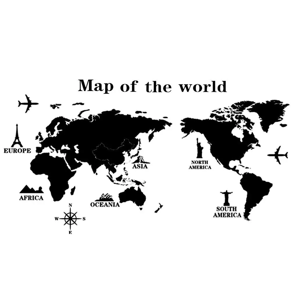 

World Map Wall Decal, Creative Daily Removable Large Household Decorative Wall Sticker