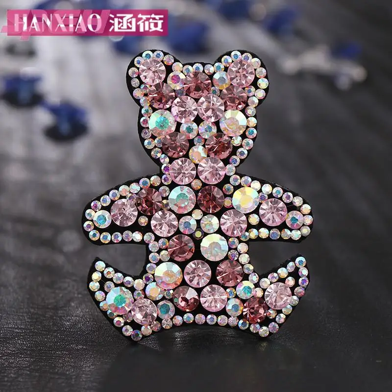 

version of hair clips bear hair accessories leather full ornaments Crystal ball head plate hair card clip