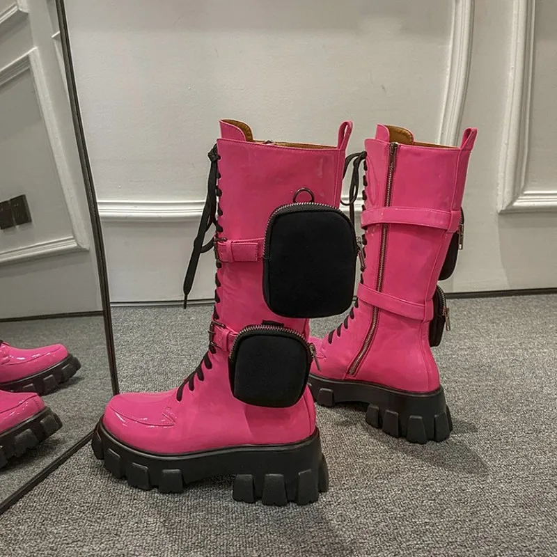 

Fashion Autumn and Winter Thick-soled High Boots Bag Women Boots Plus Size 34-43 Martin Boots Ins Cool Tide Platform Boots