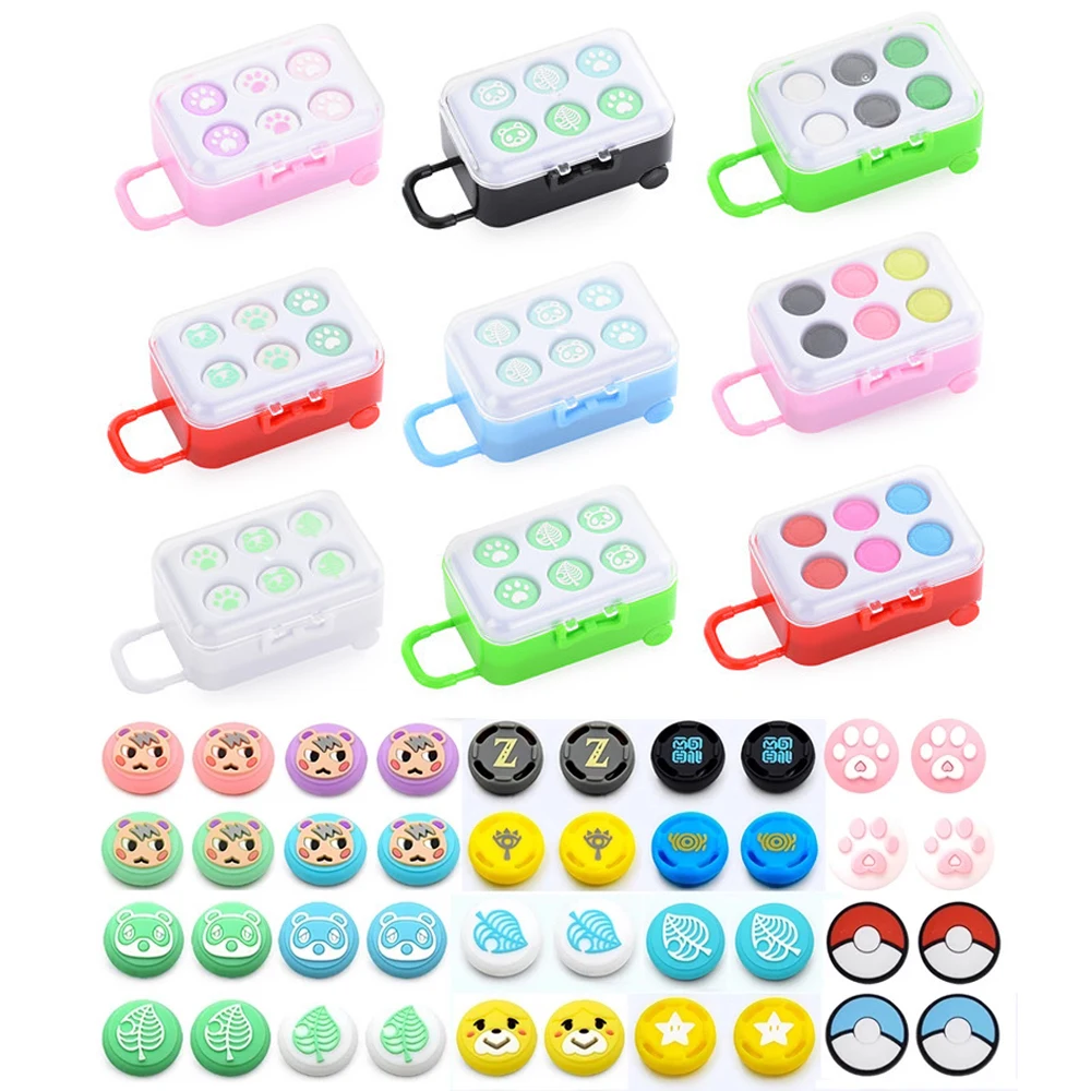 

6PCS Silicone Joystick Rocker Cover Thumb Grips Caps & Game Storage Case For Nintendo Switch &Lite Joy Con Games Case Store Box