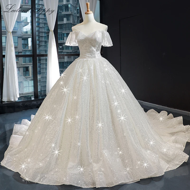 Lceland Poppy Роскошные свадебные платья трапециевидной формы с блестками 2020 размера