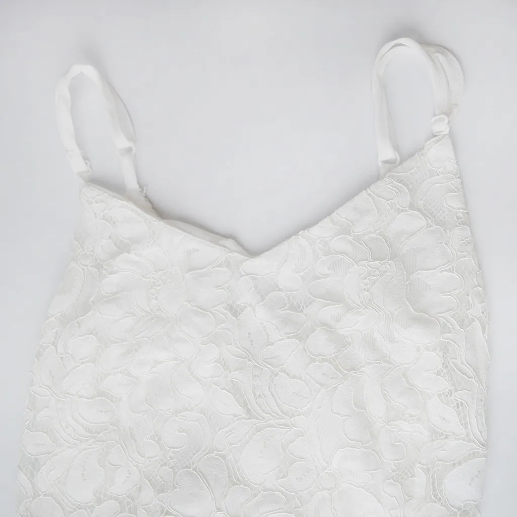 Женское вечернее платье без рукавов белое кружевное однотонное с открытой