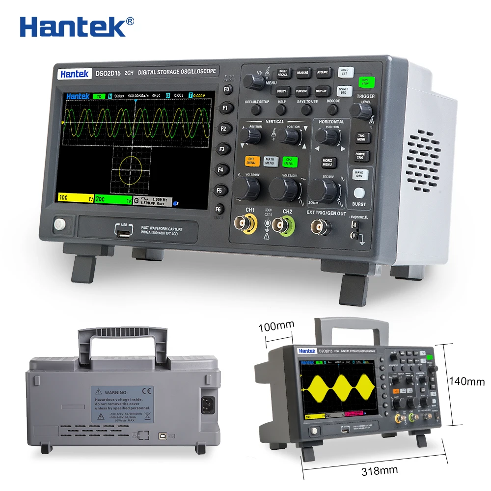 Цифровой осциллограф Hantek DSO2C10 двухканальный экономичный 100 МГц | Инструменты