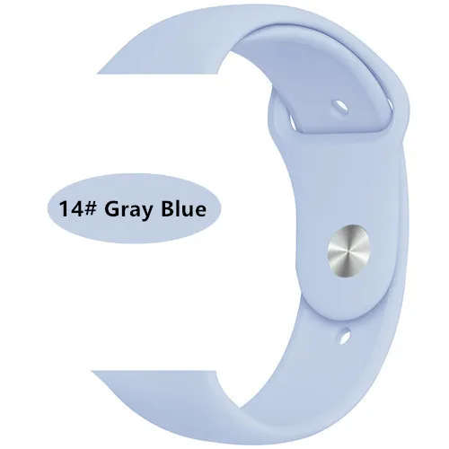 gray blue 14 Новые спортивные силиконовые часы для apple watch band 4 44 мм 40 мм(iwatch 5) apple watch 3 2 1 42 мм 38 мм аксессуары для наручных браслетов - Цвет ремешка: gray blue 14