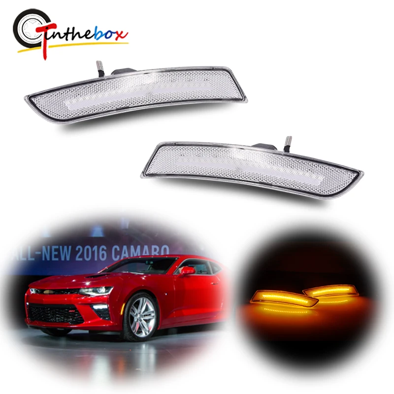 Gtinthebox Smoked /Clear Lens Amber Full LED Car Front Side Marker Lights For 2014-up Cadillac CTS, For 2015-up Cadillac ATS