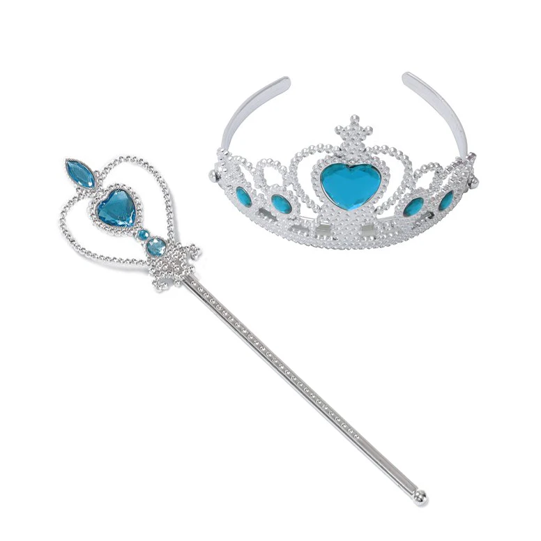 Crown set Платье принцессы Эльзы для девочек; карнавальный костюм; нарядное платье принцессы с накидкой; вечерние платья Снежной Королевы на Хэллоуин - Цвет: Crown set