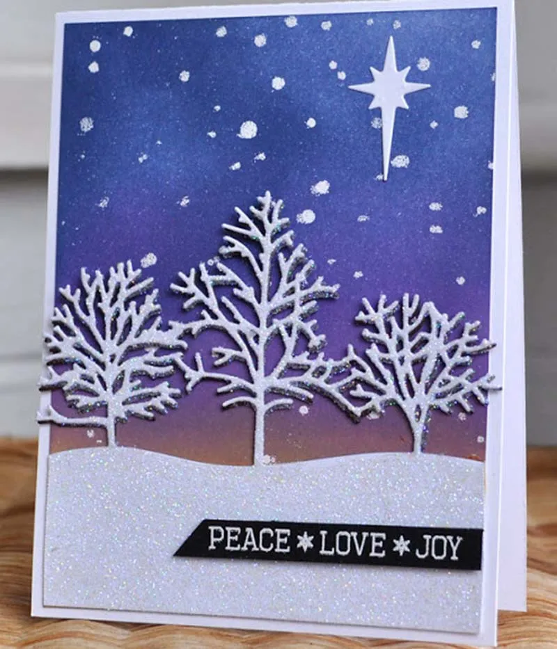 

Fir metal cutting and etching knife die under snow color scrapbook process card die hand-made carbon steel knife die