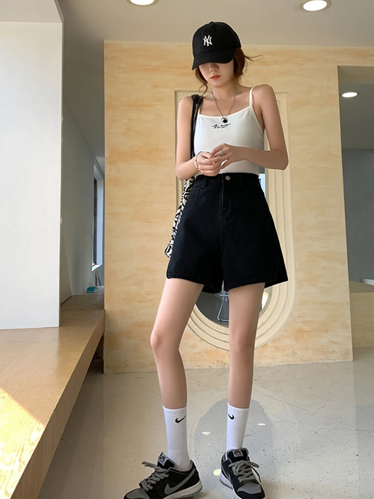 

Slit High Waist Denim Shorts Women Loose 2021 Summer New Korean Version Was Thin Wild A-Line Wide-Leg Hot Pants