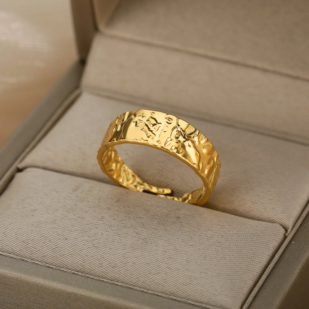 Женское Винтажное кольцо из нержавеющей стали золотистое и серебристое