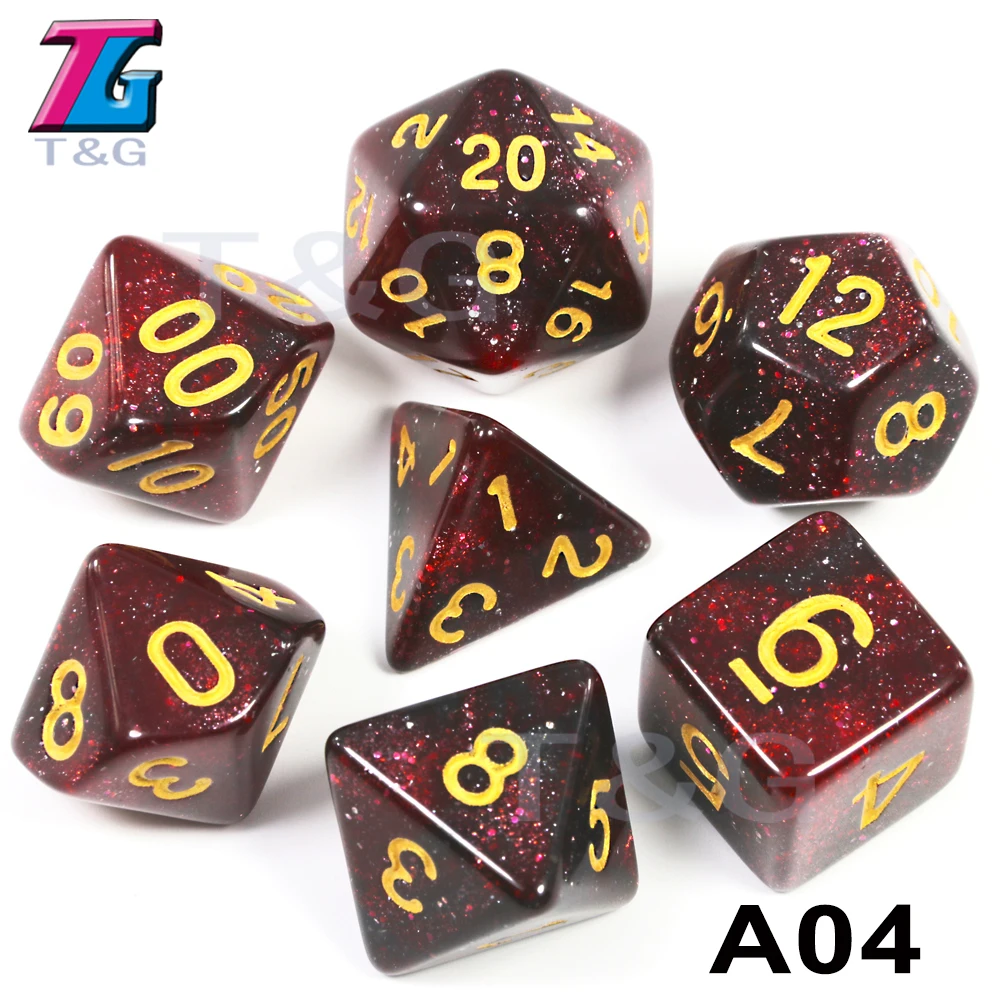 Игральные кости DND 7 шт./компл. Вселенной Galaxy D4, D6, D8, D10, D10%, D12, D20 многогранные с драконами и подземелья игровой набор