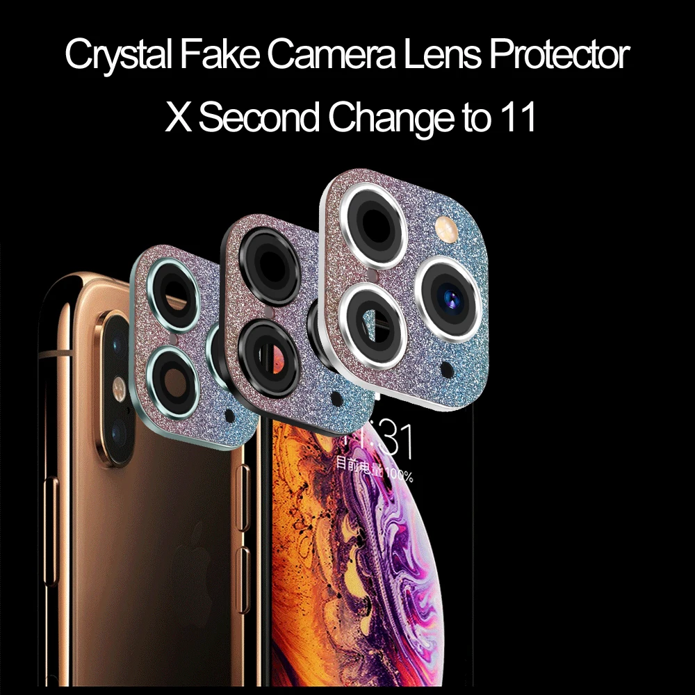 Роскошный Алмазный кристаллический Блестящий поддельный объектив для камеры