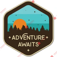 personalized adventure awaits sunset camping travel car truck window decal vinyl sticker motorcycle laptop waterproof stickers