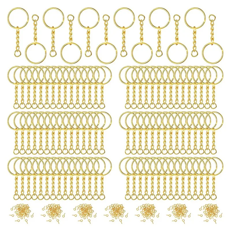 

360 Pcs Keychain Rings Kit Including Open Jump Rings Connectors Bulk and Screw Eye Pins Hooks for DIY Crafts