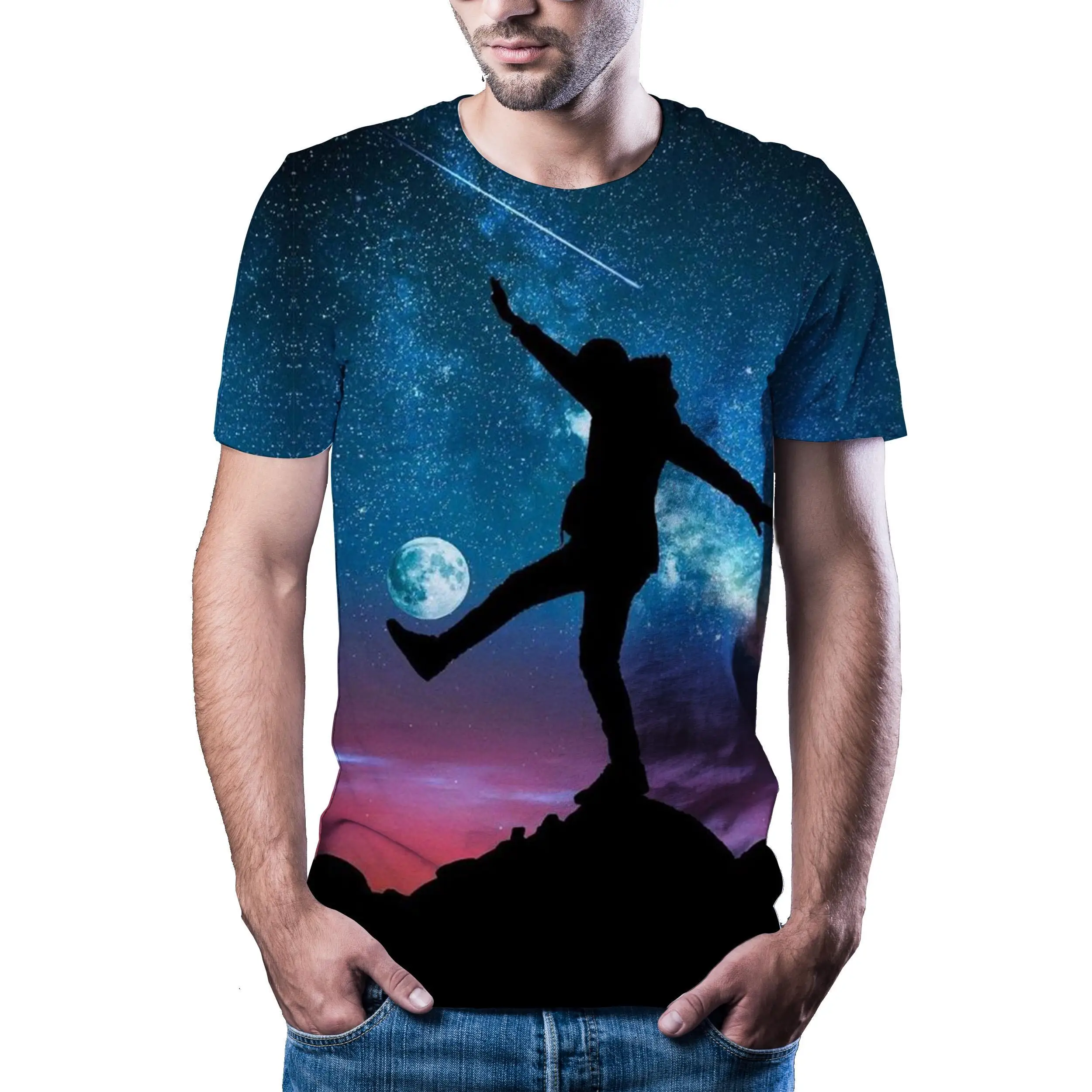 

New T -Shirt Men High -Quality Men 'S T -Shirt Short -Sleeved Landscape 3d Printed Men 'S T -Shirt Fashion Handsome T -Shirt