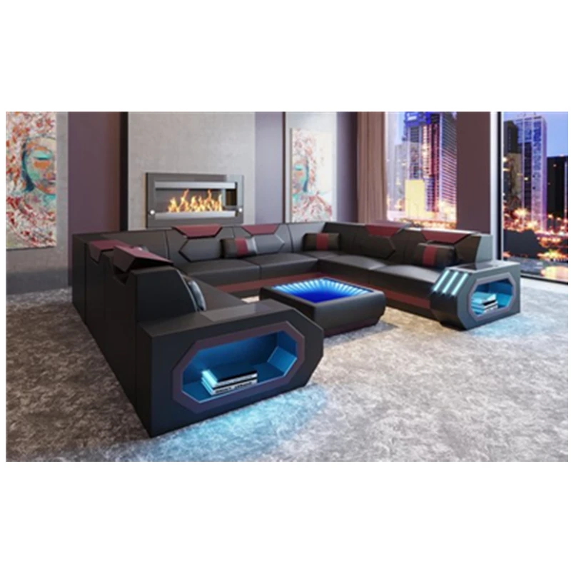 Новый стиль подлокотник подголовник 8 местный мебель диван гостиная U форма