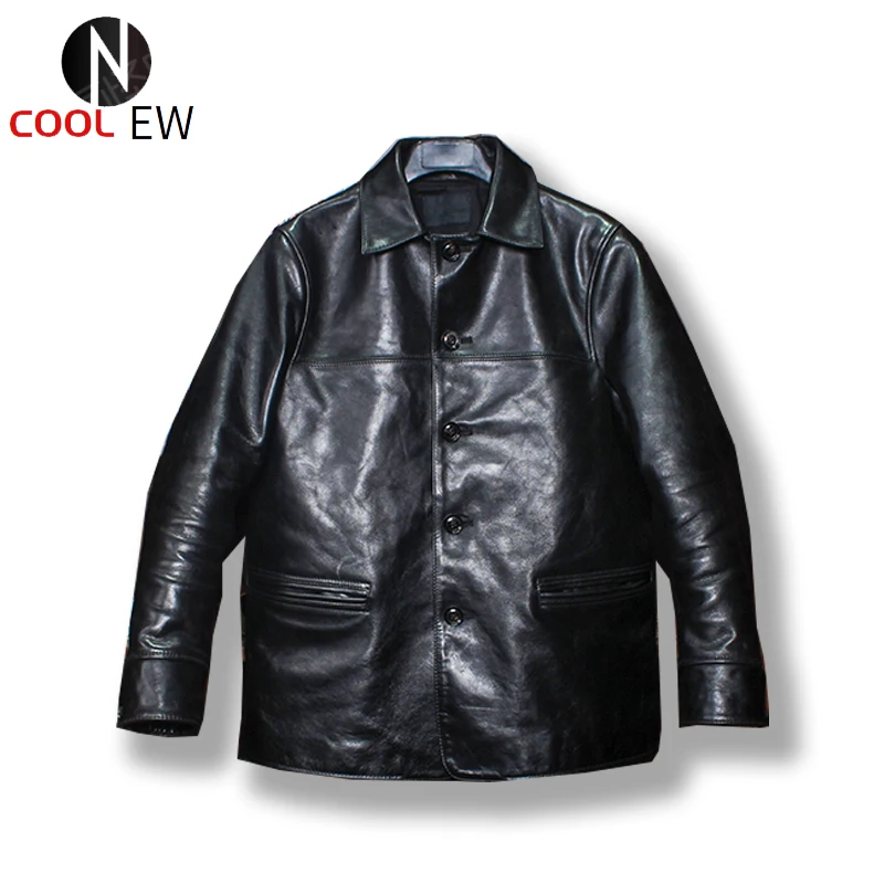 

P168 Read Description! Asian Size Super Quality Genuine Horse Classic Horsehide Leather Brakeman Jacket