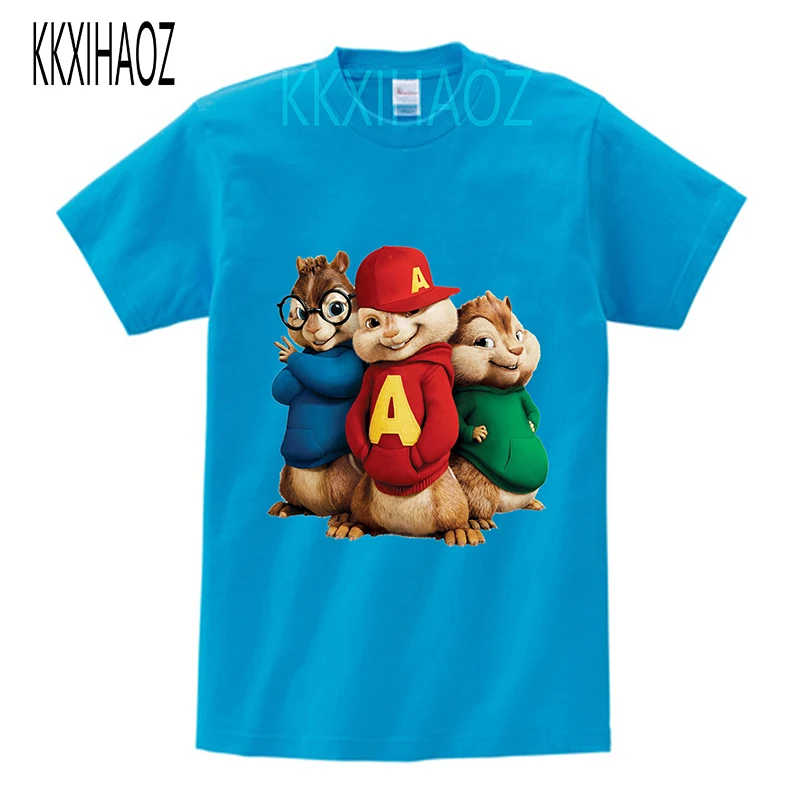 

Children's Summer Short Sleeved T-shirt Alvin and The Chipmunk Jackets White Cotton Breathes Chipmunks Boy Girl Clothes 3T-9T