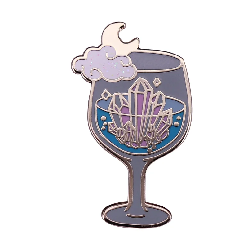 Crystle Sky Wine Glass Enamel Pin is the anwser what question. | Brooches