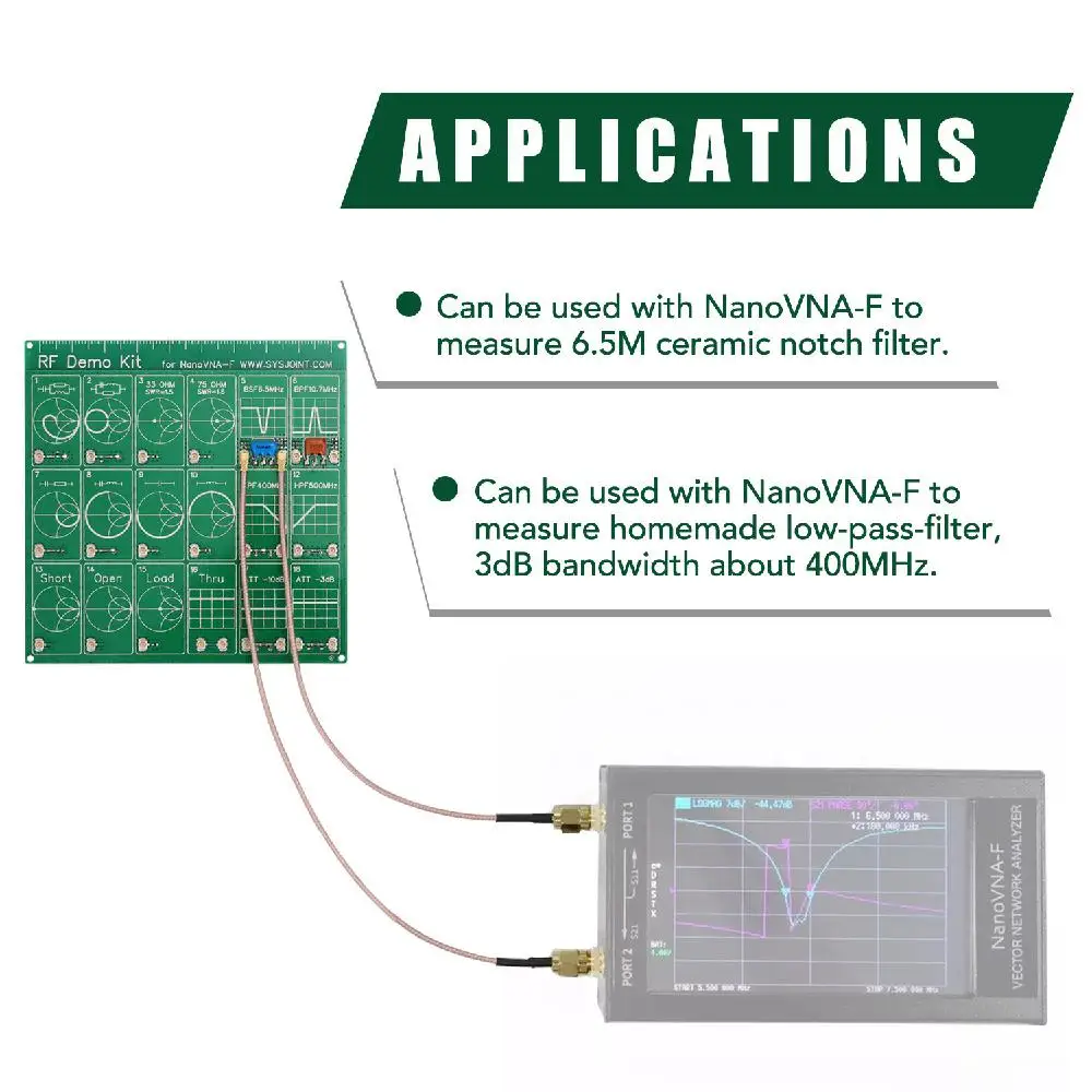 

Радиочастотный демо-набор для NanoVNA, тестовая плата, Векторный сетевой тестовый фильтр/аттенюатор, зеленая плата