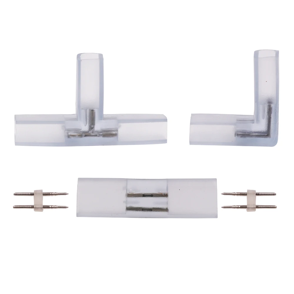 

8X16 220V 110V Neon Strip Connector 2 pin Middle Corner Plug with Copper Needle for 5050 120LED/M Neon Strip Light I L T Type