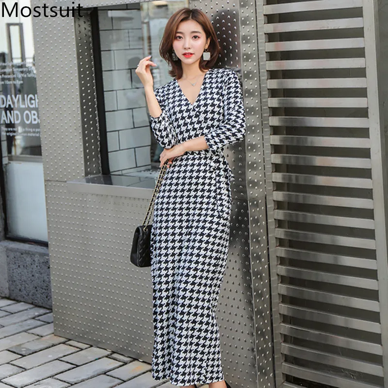 Длинное женское Платье макси с v образным вырезом рукавом 3/4 поясом