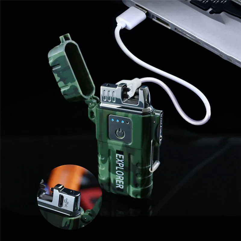 Водонепроницаемая плазменная зажигалка с USB перезаряжаемая двойной дугой для