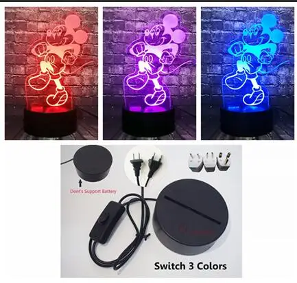 Switch 3 Color Новые МЫШИ Микки Маус домашний интерьер для комнаты девушки сон Ночная Атмосфера свет трещины база RGB Изменение блеск Праздник партия поставка ребенок подарок игрушка - Испускаемый цвет: Switch 3 Color