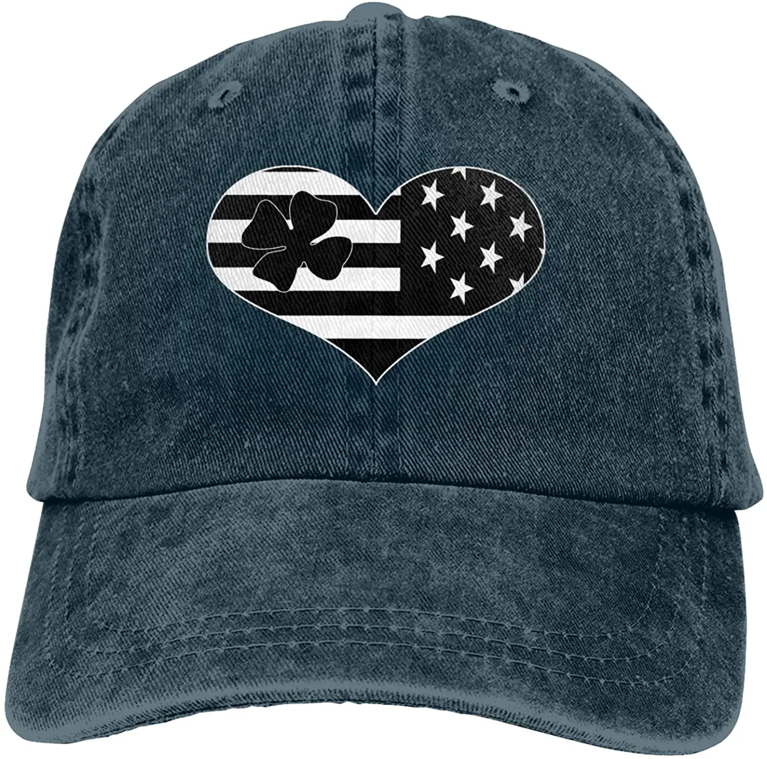 

I Love America I Love Clover Sports Denim Cap Adjustable Unisex Plain Baseball Cowboy Snapback Hat