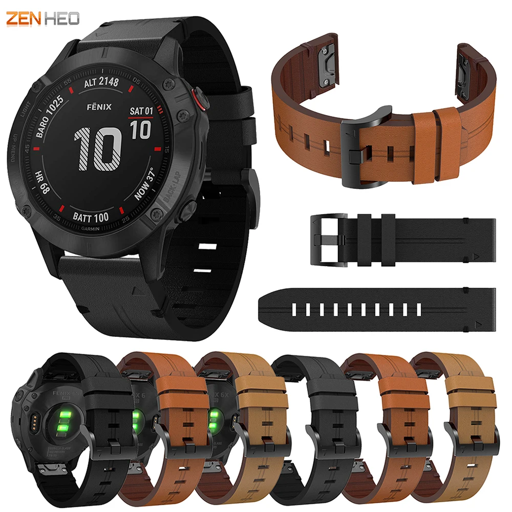 Quick Fit натуральная кожа ремешок для смарт часов Garmin Fenix 6/6S/6X Pro сменный наручных