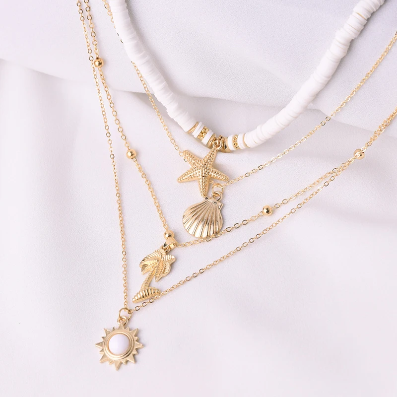 

Women Fashion Vintage Starfish Shell Pendant Multilayer Necklaces New Design Necklace Jewelry Gift