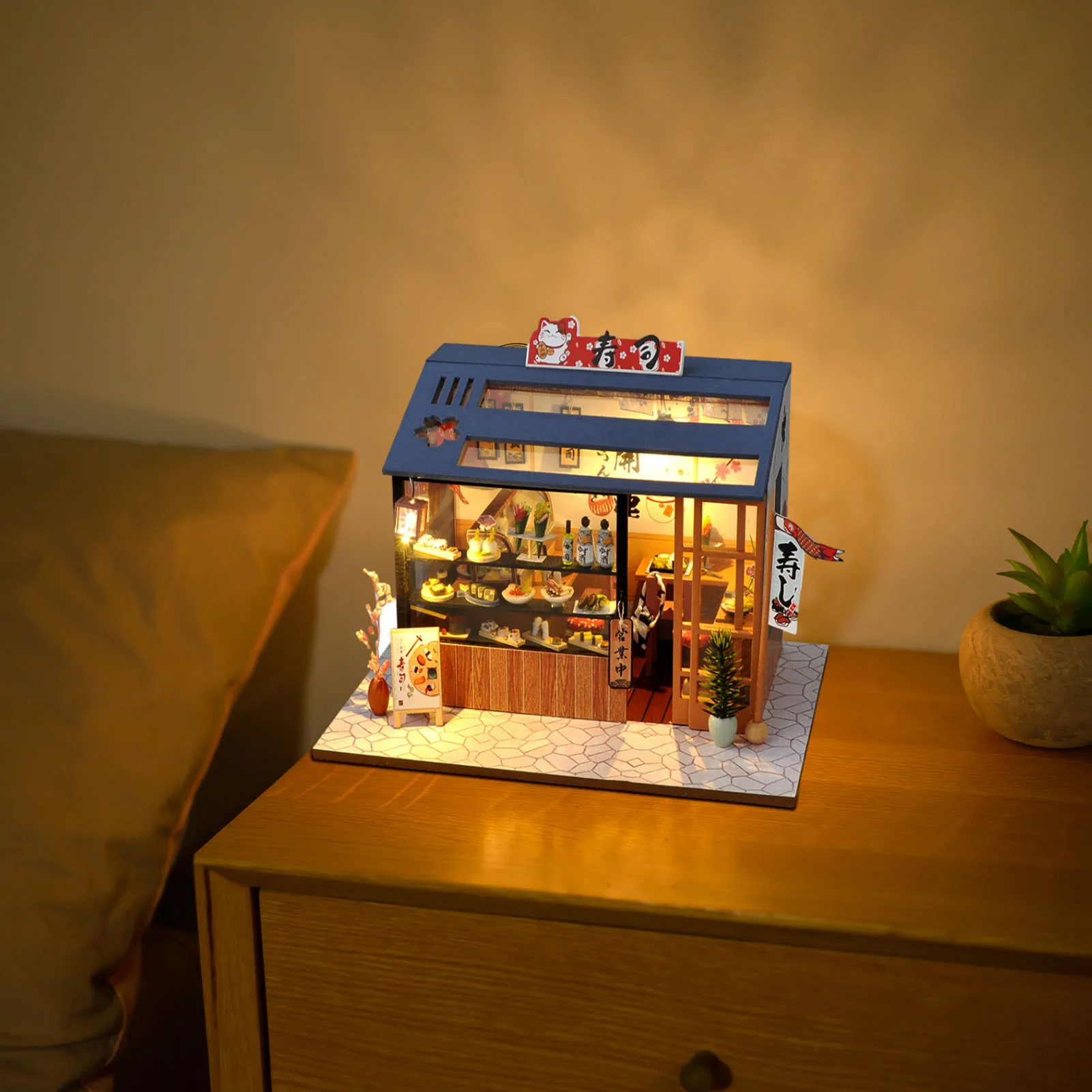 

Sushi Dollhouse Miniature DIY Model With Furniture Puzzle House Gifts Wooden House Handmade Toy Forest Times Cottage great