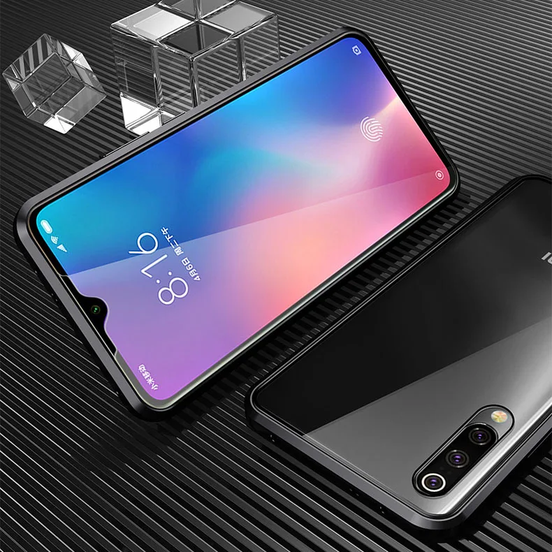 Магнитный металлический 360 чехол для samsung Galaxy A8 Plus 2018 Передняя и задняя стеклянная