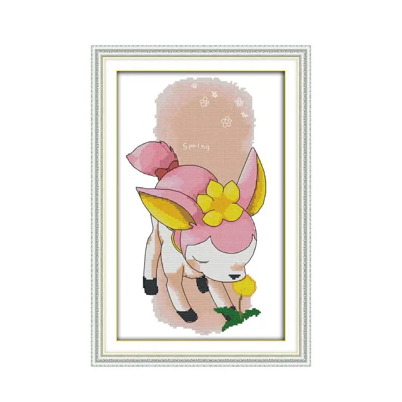 

Набор для вышивки крестиком оленя (осень), 4 сезона, набор для самостоятельной вышивки животных, рукоделие ручной работы, вышивка крестиком DMC, цвет Dreamfounder