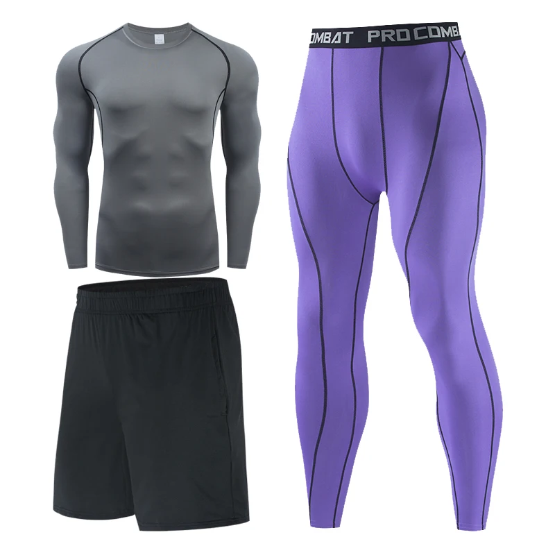 

2021 New Men Sportswear Compression Suits Breathable Gym Clothes Man Sports Joggers Training Gym Red Tracksuit Running Sets 3XL