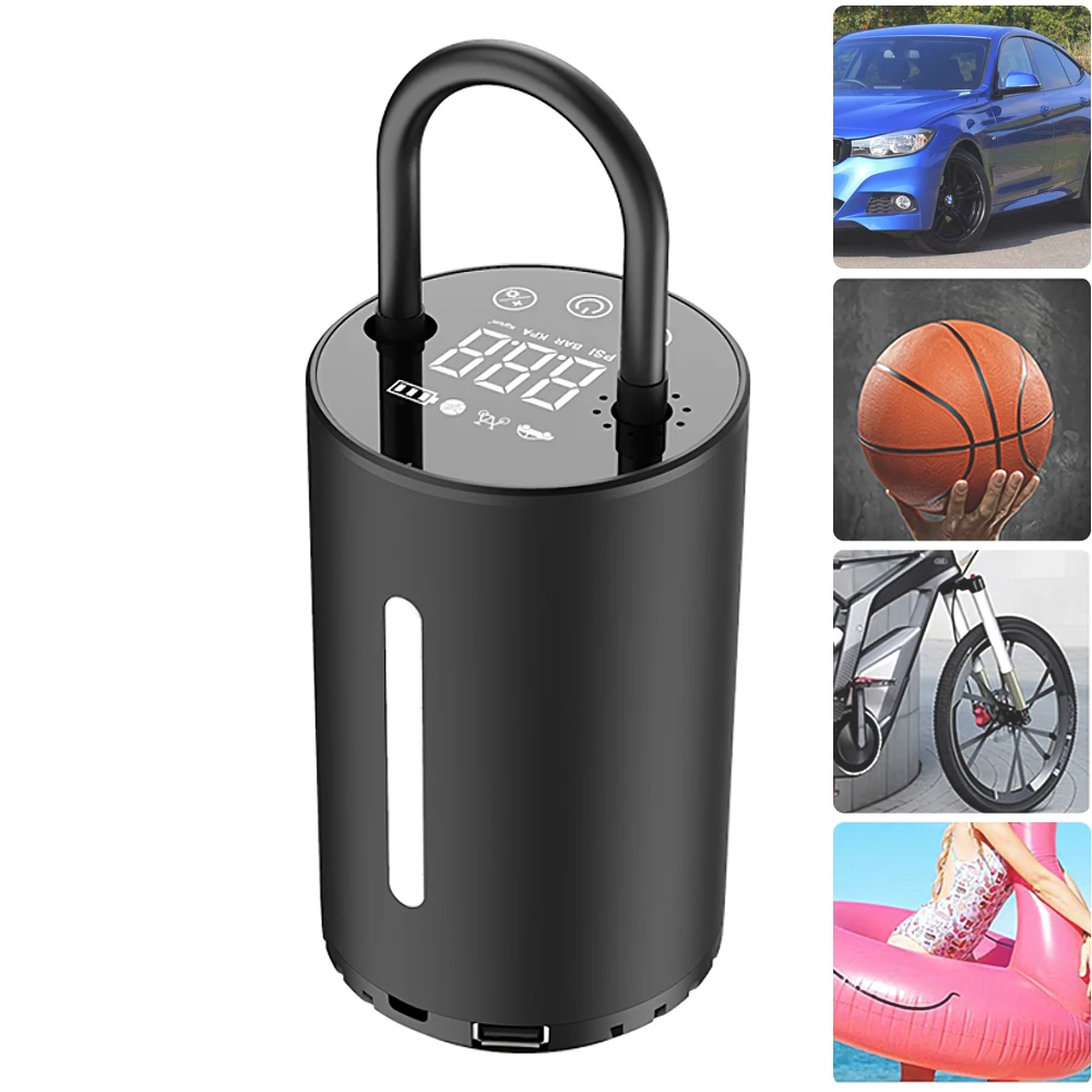 Barato Bomba De Compresor De Aire Portátil Para Coche, Inflador De Neumáticos Inteligente Inalámbrico Recargable De 25L/min Con Iluminación Digital LED Para Bicicleta Eléctrica