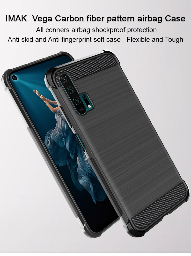 С предохранительными подушками противоударный чехол для huawei Nova 5t Honor 20 Honor 20 Pro Imak кожаный узор силиконовый мягкий ТПУ задняя крышка силиконовые чехлы