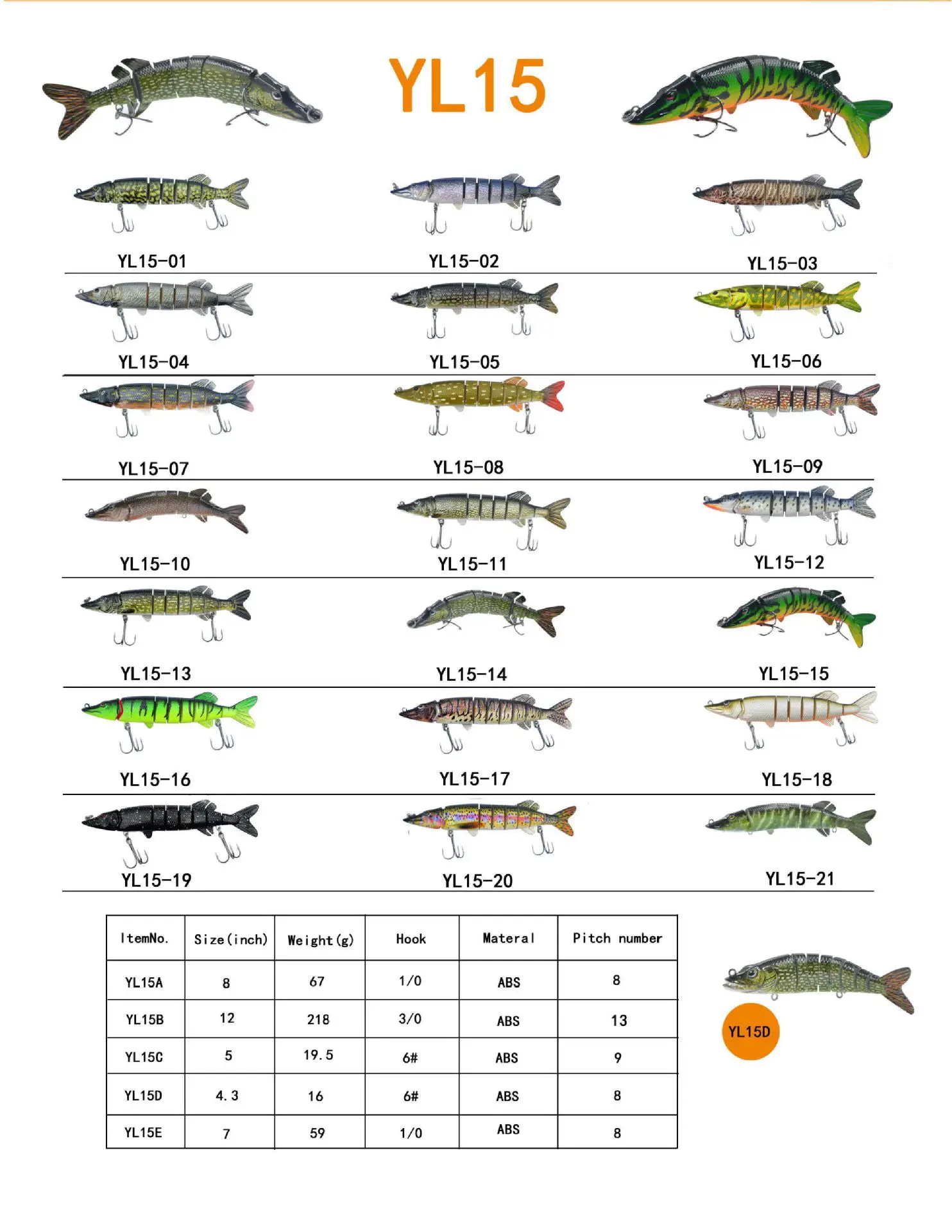 

12.5cm/20g 8-section Lure bait multi-color plastic bait hard bait cocked mouth fast swimming simulation bait