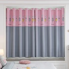 Розовые короткие шторы с милым кроликом для детской комнаты, оконные занавески в европейском стиле для гостиной, детской спальни