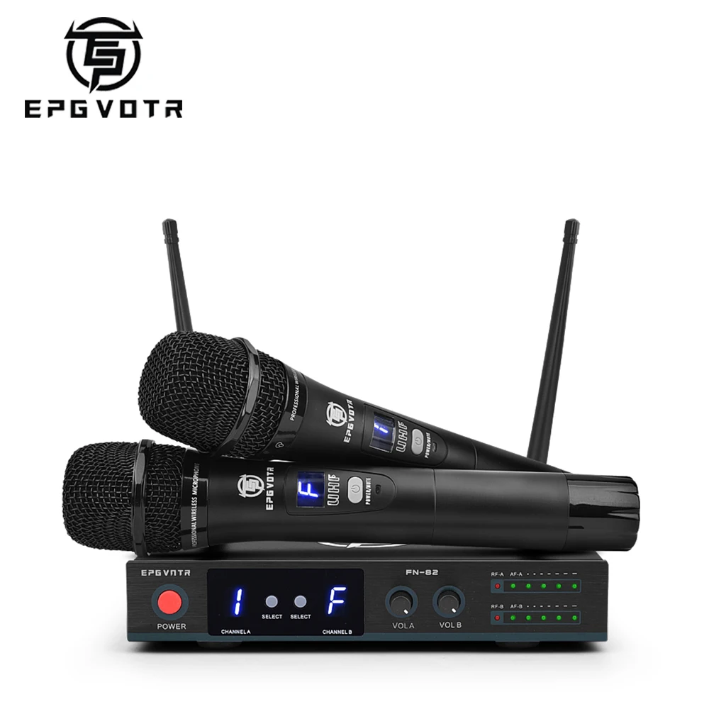 Микрофон EPGVOTR FN82 16 частот регулируемый беспроводной профессиональный 2-канальный
