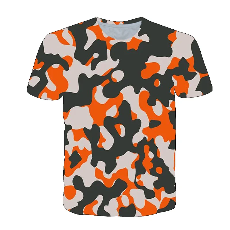 

3D Printing Factory Direct Military Green Camouflage Short-Sleeved Summer Men's T-Shirt Men And Women Casual Round Neck Shirt