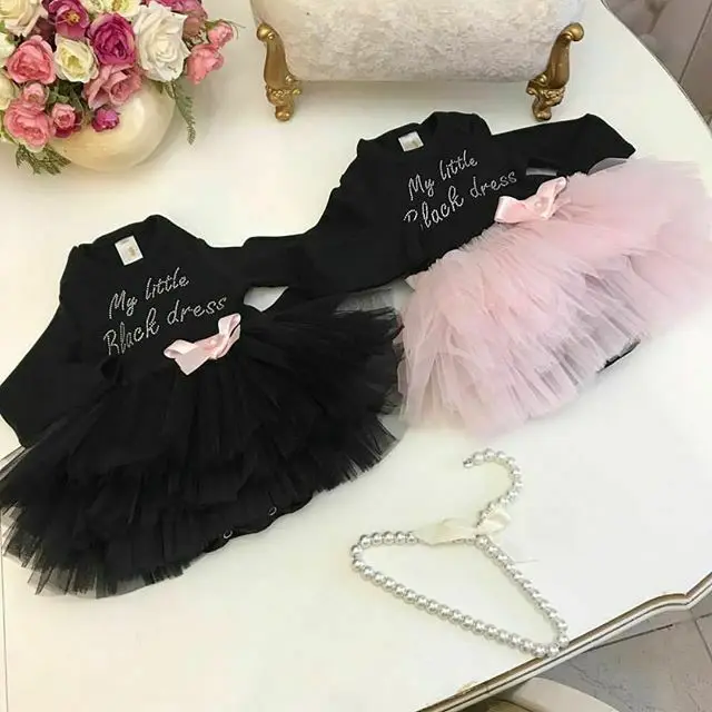 Для новорожденных для маленьких девочек принцесс вечерние платья розовый/черный
