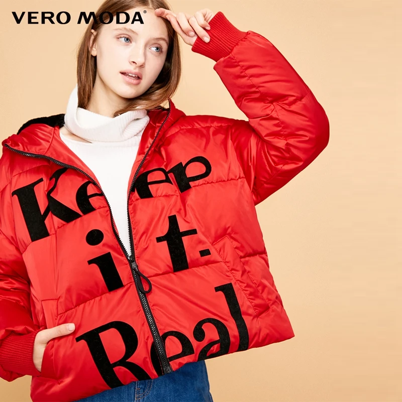 Vero Moda женская с капюшоном Письмо падение плеча Короткая пуховая куртка пальто | 318423544