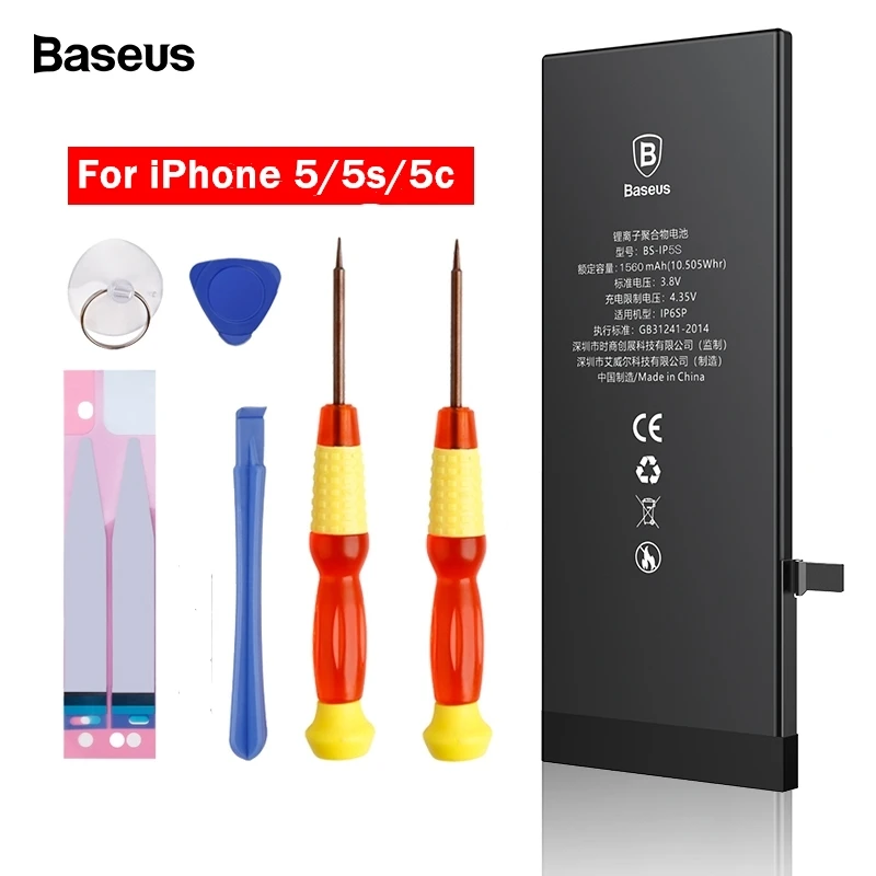 Аккумулятор для мобильного телефона Baseus для iPhone 5S, 5 s, 5c, аккумулятор, реальная емкость, 1560 мА/ч, 1440 мА/ч, сменная батарея для iPhone 5